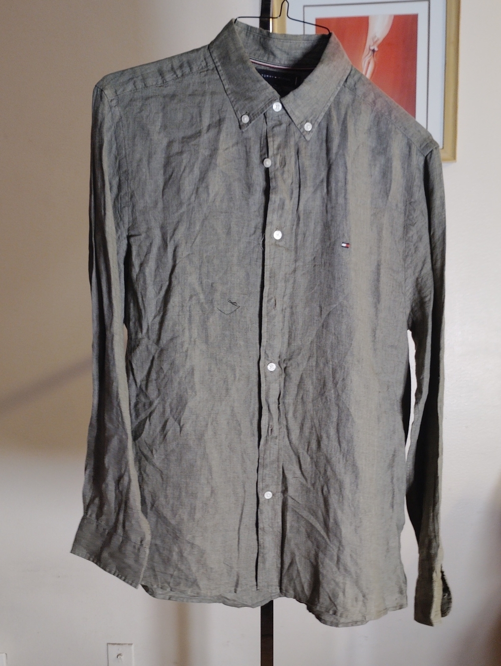 Tommy Hilfiger Men's Linen Long-Sleeve Button-Down Shirt - Green